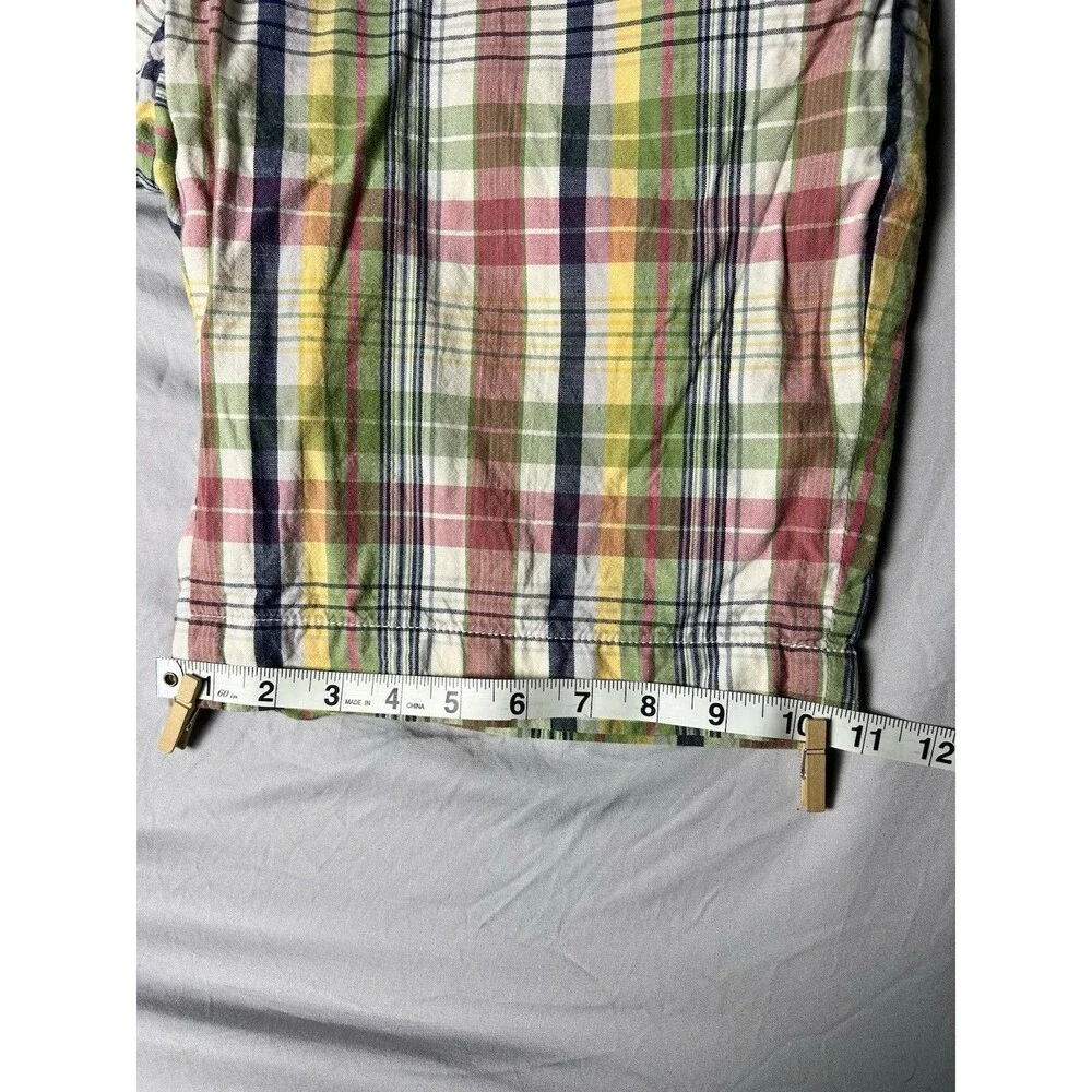 POLO RALPH LAUREN PROSPECT Mens Sz 35 Multicolor Plaid Cotton Flat Front Shorts